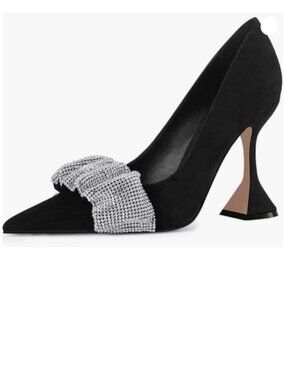 YDN Black Pointed Toe Slip on Pumps Special High Heel Shoe Party Prom Dress Lady